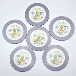 Aynsley Wild Tudor Coaster Set of 6 – England Floral Acrylic Cork Back